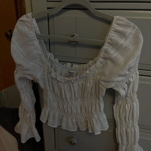 Princess Polly White Ruffled Smocked Blouse